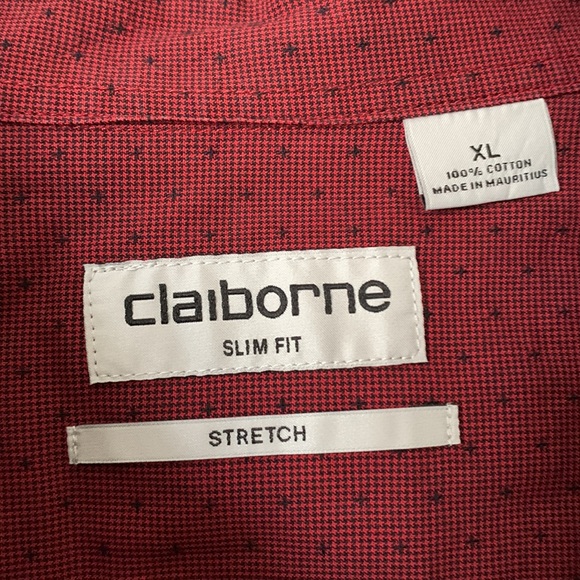 Men's Claiborne red long sleeve button down - Picture 3 of 5